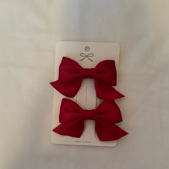 Red Hair Bow Clips - 2 pack - Picture 2 of 2